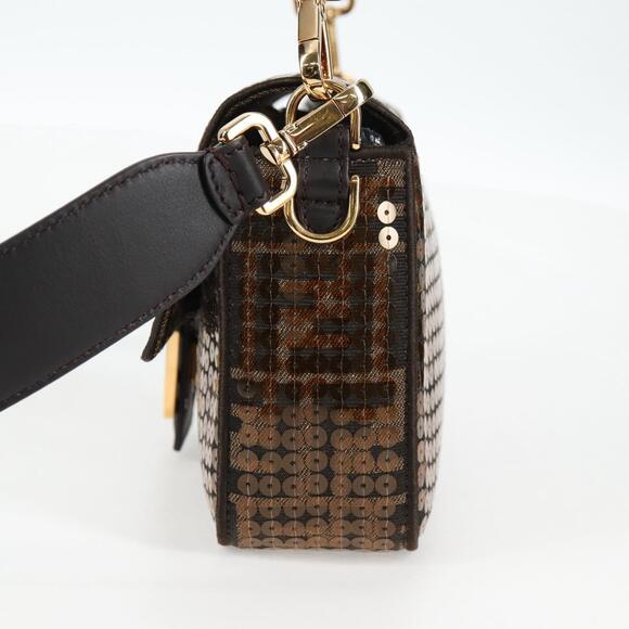 FENDI Zucca Canvas Mamma Bucket Shoulder Bag Sequin Brown Gold - Picture 4 of 14